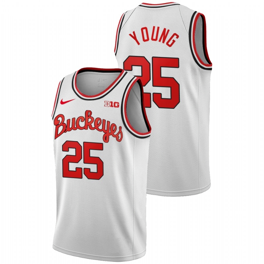 Ohio State Buckeyes Men's NCAA Kyle Young #25 White 2021 1980 Throwback Home College Basketball Jersey SBB8049IG